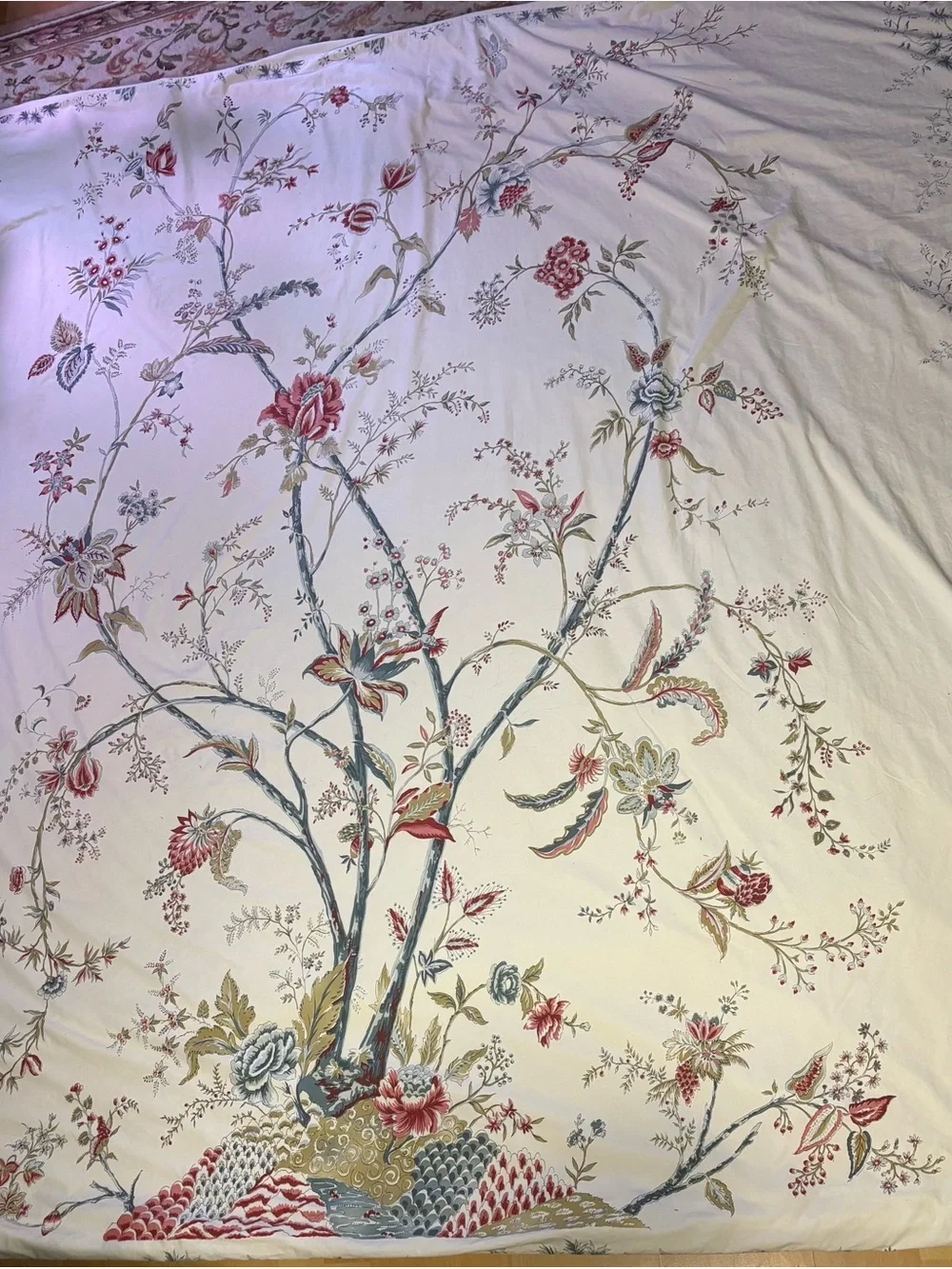 Pottery Barn King Duvet Cover 100% Cotton Italy Tree of Life Floral Bird Rare